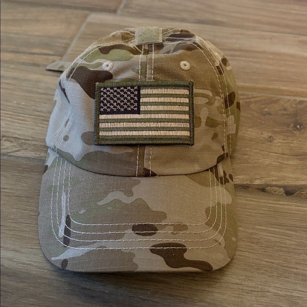 Camouflage American Flag Hat‎ Condor w/ Don’t tread on me patch in back